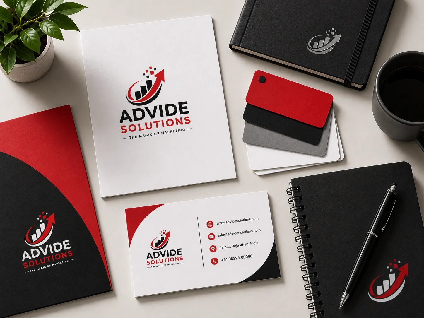 Brand-identity-checklist-assets-including-logo-color-swatches-and-business-card