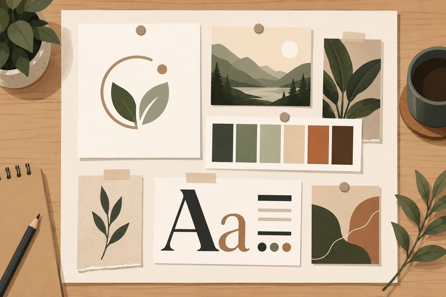 Earthy-Branding-Moodboard-on-a-Desk